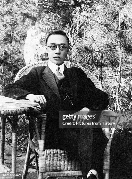 Pu-Yi , as Japanese puppet 'Emperor of Manchukuo' , in civilian dress, March 1934.