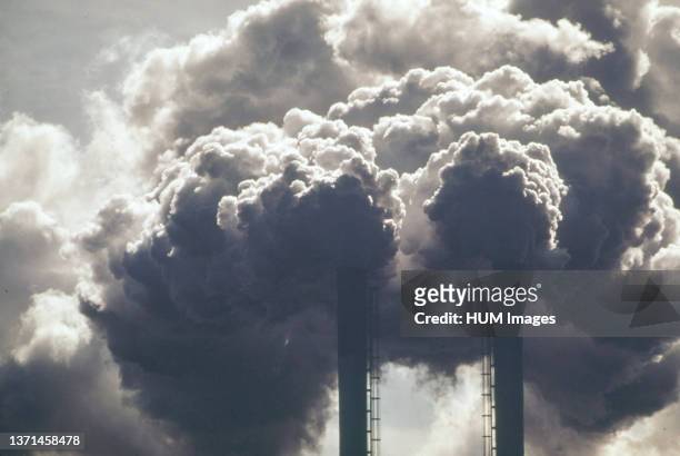 Bad air pollution in Lake Chalres, Louisiana pours out of smokestacks at a chemical plant.
