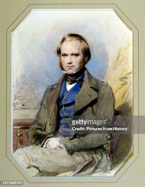 Charles Darwin aged 31 years. Chalk and water-colour drawing by George Richmond , 1840.