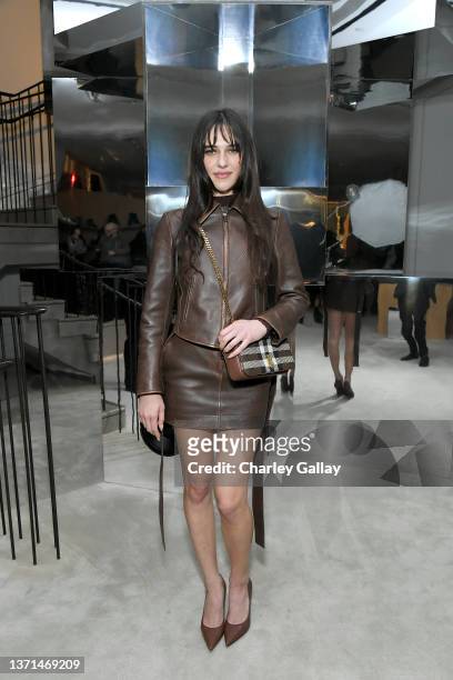 Devon Lee Carlson wearing Burberry at Burberry Event To Celebrate the Rodeo Drive Takeover at Burberry on February 18, 2022 in Beverly Hills,...