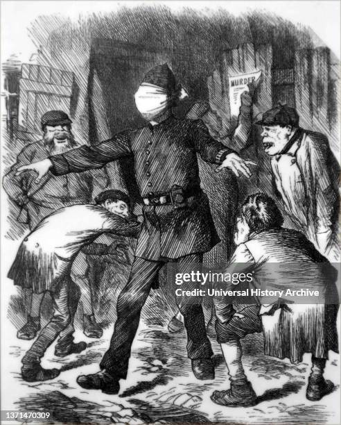 Punch cartoon of 1888, Londoners criticized and blamed the police for not catching Jack the Ripper.