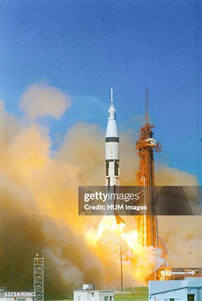 Apollo 7 lifts off from Cape Kennedy Launch Complex 34 October 11, 1968.