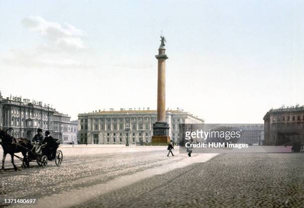 The Winter Palace Place and Alexander's Column, St. Petersburg, Russia ca. 1890-1900.