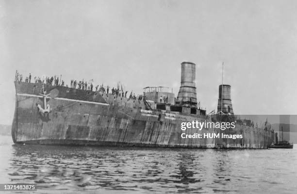 Italian battleship Andrea Doria which served in World War I and II ca. 1910-1915.