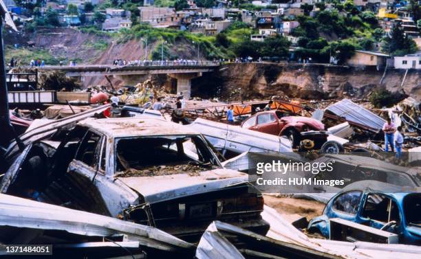 Flood damage along the Choluteca River caused by Hurricane Mitch - Tegucigalpa Honduras ca. November 1998.
