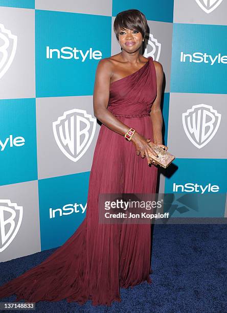 Actress Viola Davis arrives at the 13th Annual Warner Bros. And InStyle Golden Globe After Party held at The Beverly Hilton hotel on January 15, 2012...