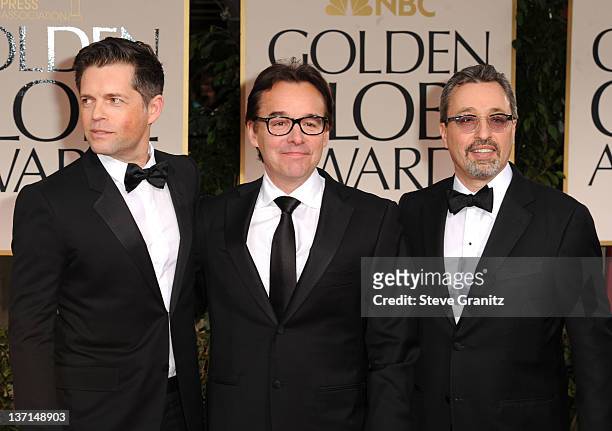 Producers Brunson Green, Chris Columbus and Michael Barnathan arrive at the 69th Annual Golden Globe Awards held at the Beverly Hilton Hotel on...