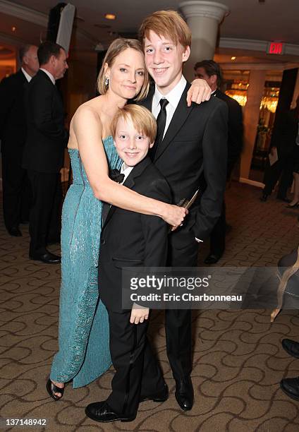 Jodie Foster, Christopher Foster and Charlie Foster at Sony Pictures Golden Globes Party held at The Beverly Hilton Hotel on January 15, 2012 in...