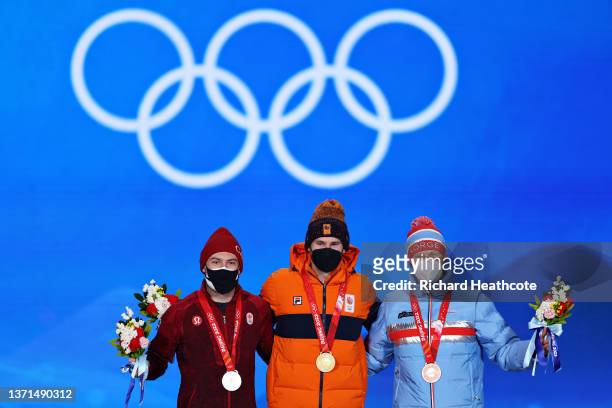Gold medallist Thomas Krol of Team Netherlands , Silver Medallist Laurent Dubreuil of Team Canada and Bronze Medallist Haavard Holmefjord Lorentzen...
