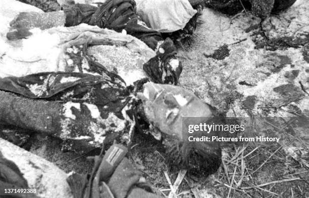 German soldiers frozen to death at Stalingrad during the bitter winter of 1942-1943.