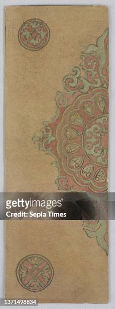 Design for a Book Binding, Alice Cordelia Morse, American, 1863Ð1961, Brush and gouache on paper, On brown-orange ground, medallion with arabesques,...