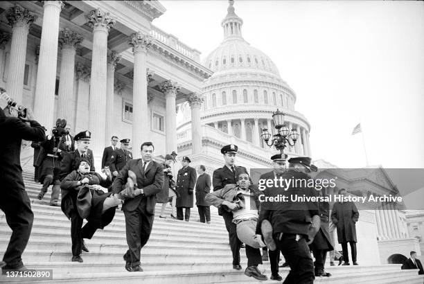 African-American Protestors removed from Steps of U.S. Capitol Building by Police during Civil Rights Protest, Washington, D.C., USA, Warren K....