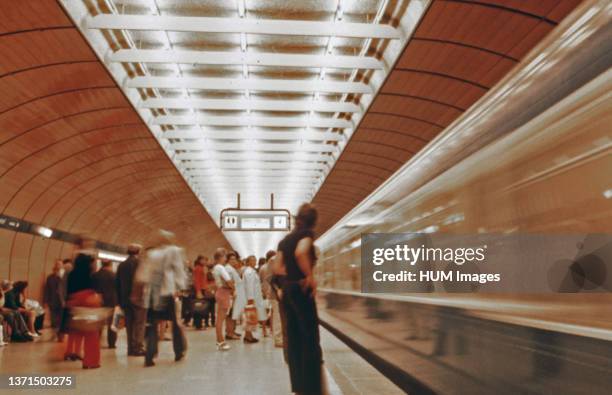 Schnell-bahn station at Marienplatz; three levels below the street ca. 1973