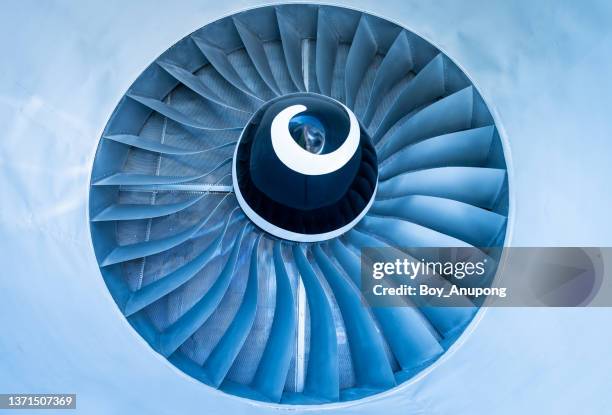 detail of an aircraft jet engine. aviation technology. - wind instruments stock-fotos und bilder