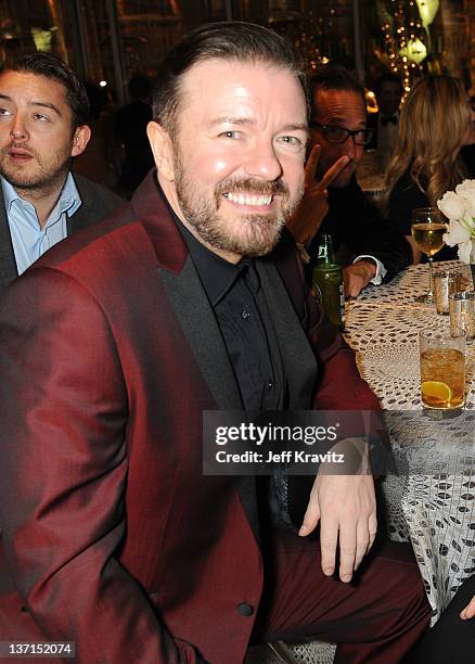 Actor-writer Ricky Gervais attends HBO's Official After Party for the 69th Annual Golden Globe Awards held at The Beverly Hilton hotel on January 15,...