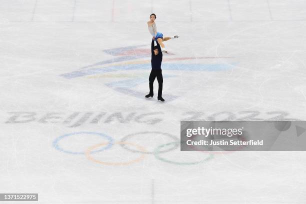 Wenjing Sui and Cong Han of Team China skate during the Pair Skating Free Skating on day fifteen of the Beijing 2022 Winter Olympic Games at Capital...