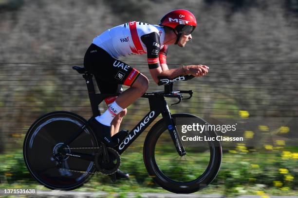 Oliviero Troia of Italy and UAE Team Emirates sprints during the 48th Volta Ao Algarve 2022 - Stage 4 a 32,2km individual time trial from Vila Real...