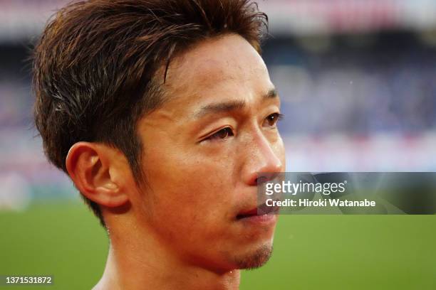 Hiroshi Kiyotake of Cerezo Osaka looks on after the J.LEAGUE Meiji Yasuda J1 1st Sec. Match between Yokohama F.Marinos and Cerezo Osaka at Nissan...
