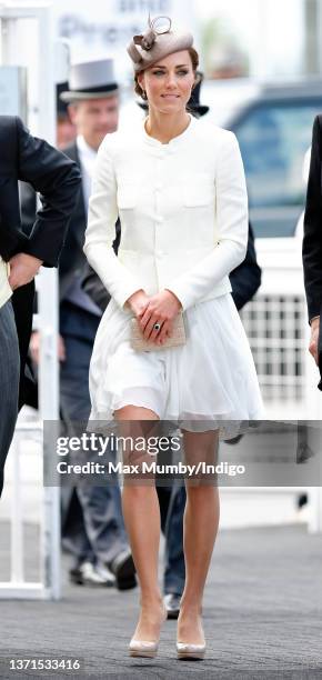 Catherine, Duchess of Cambridge attends Derby Day during the Investec Derby Festival at Epsom racecourse on June 4, 2011 in Epsom, England.