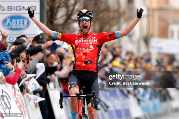 Wouter Poels of Netherlands and Team Bahrain Victorious celebrates winning during the 68th Vuelta A Andalucia - Ruta Del Sol 2022 - Stage 4 a 167km...