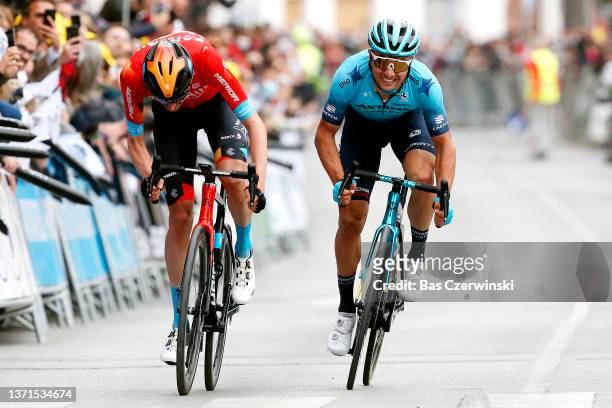 Wouter Poels of Netherlands and Team Bahrain Victorious and Alexey Lutsenko of Kazahkstan and Team Astana – Qazaqstan sprint to win during the 68th...
