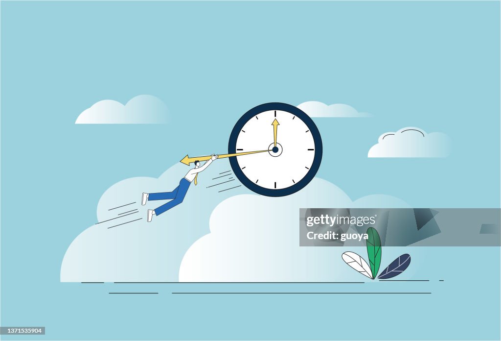 White-collar workers seize the clock and fly.