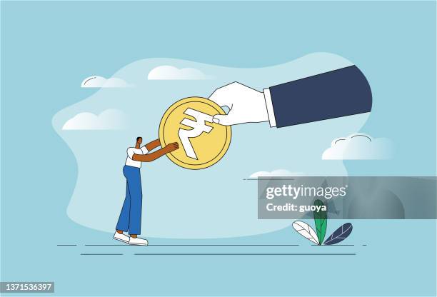 indian rupee, man, hand. - stimulus package stock illustrations