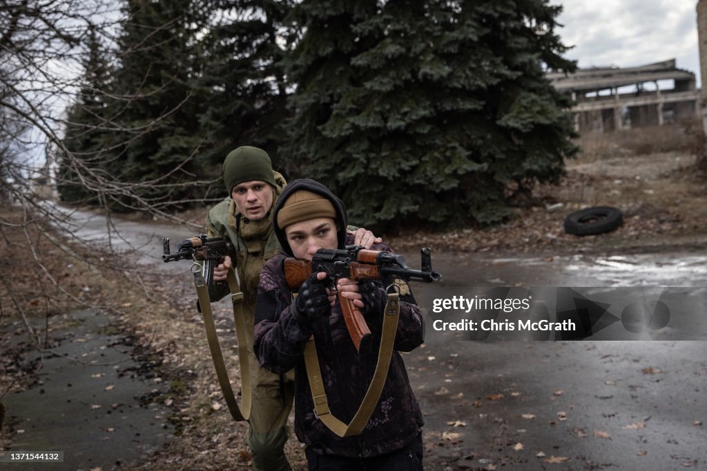 Civilians Continue Combat Training As Fears Of A Russian Invasion Increase