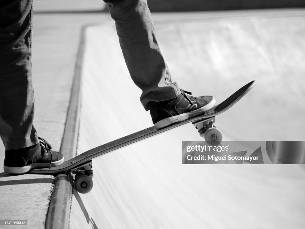 Young man skateboarding