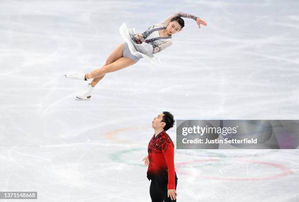 Cheng Peng and Yang Jin of Team China skate during the Pair Skating Free Skating on day fifteen of the Beijing 2022 Winter Olympic Games at Capital...