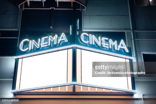 movie theater entrance and marquee - marquee sign stock pictures, royalty-free photos & images