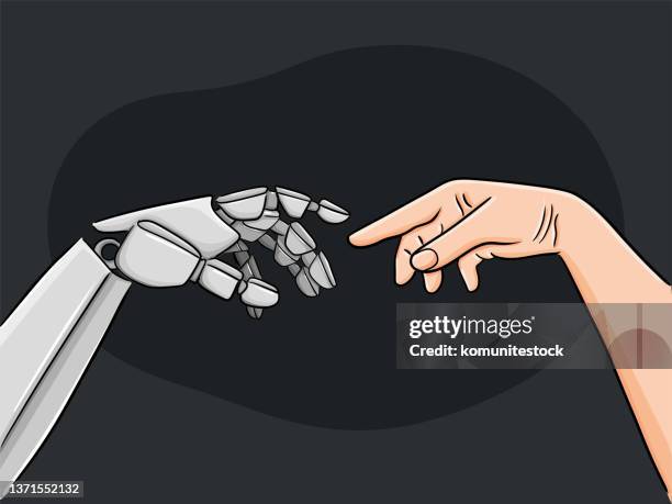 robotik konzept vektorillustration - bionic hand stock-grafiken, -clipart, -cartoons und -symbole