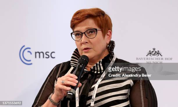 Australian foreign minister Marise Payne speaks at the 2022 Munich Security Conference on February 19, 2022 in Munich, Germany. The conference, which...
