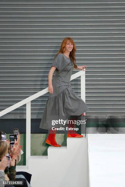 Fashion designer Molly Goddard at the Molly Goddard show during London Fashion Week February 2022 on February 19, 2022 in London, United Kingdom.