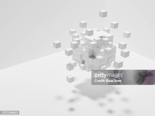 floating cubes - blank box stock pictures, royalty-free photos & images