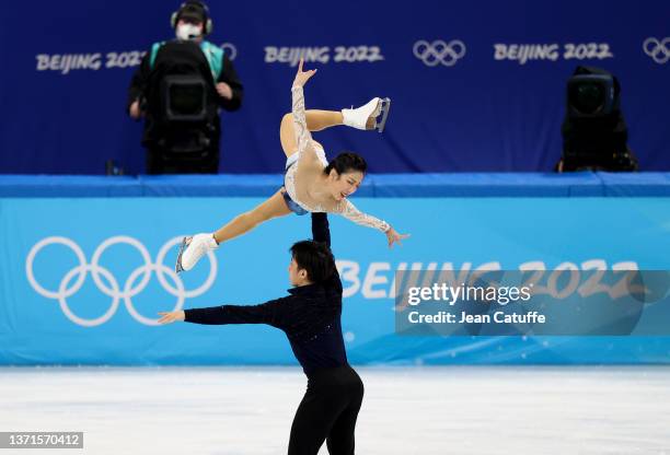 Wenjing Sui and Cong Han of Team China skate during the Pair Skating Free Skating on day fifteen of the Beijing 2022 Winter Olympic Games at Capital...