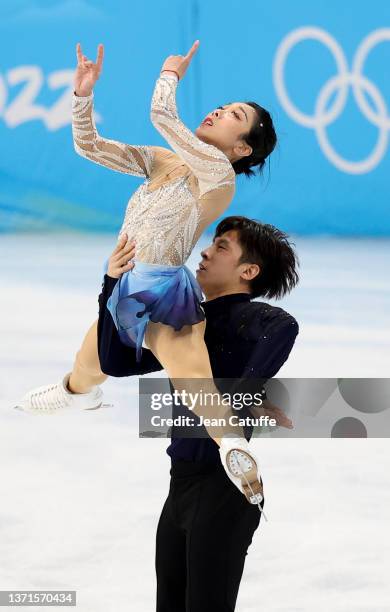 Wenjing Sui and Cong Han of Team China skate during the Pair Skating Free Skating on day fifteen of the Beijing 2022 Winter Olympic Games at Capital...