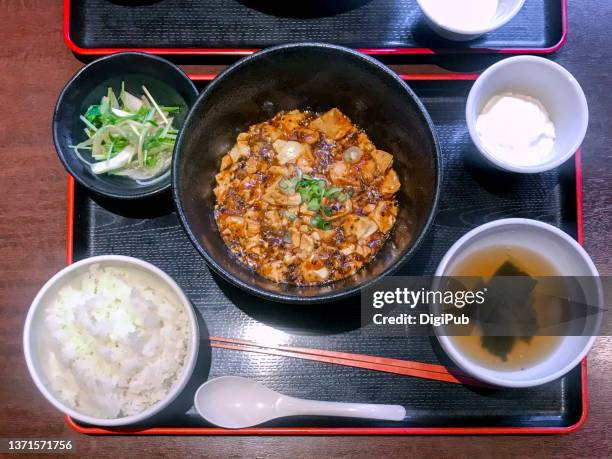 mapo tofu teishoku - chuka stock pictures, royalty-free photos & images