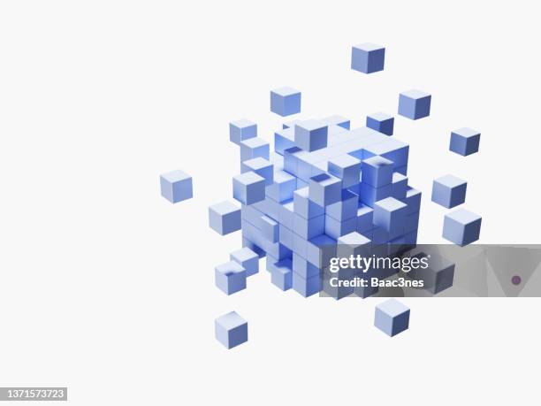 floating cubes - cloud computing white background stock pictures, royalty-free photos & images