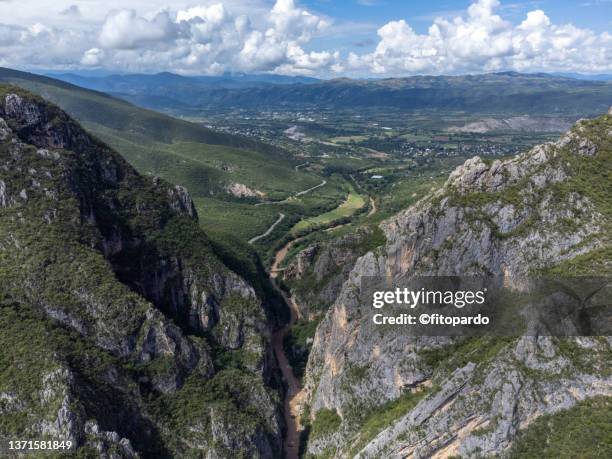 aerial shot of the canyon in tonalá called the santo domingo canyon and also called the boqueron - tonalá fotografías e imágenes de stock