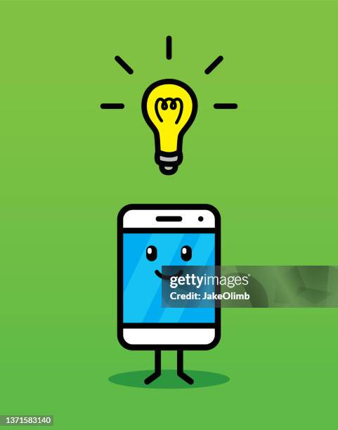 smartphone lightbulb doodle - digital learning environment stock illustrations