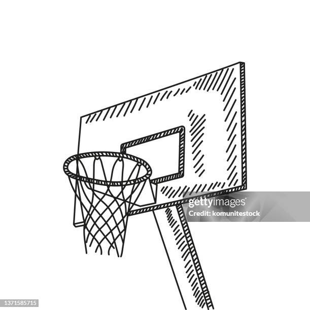 basketball hand-drawn sketch icon, vector illustration - basketball ball stock illustrations