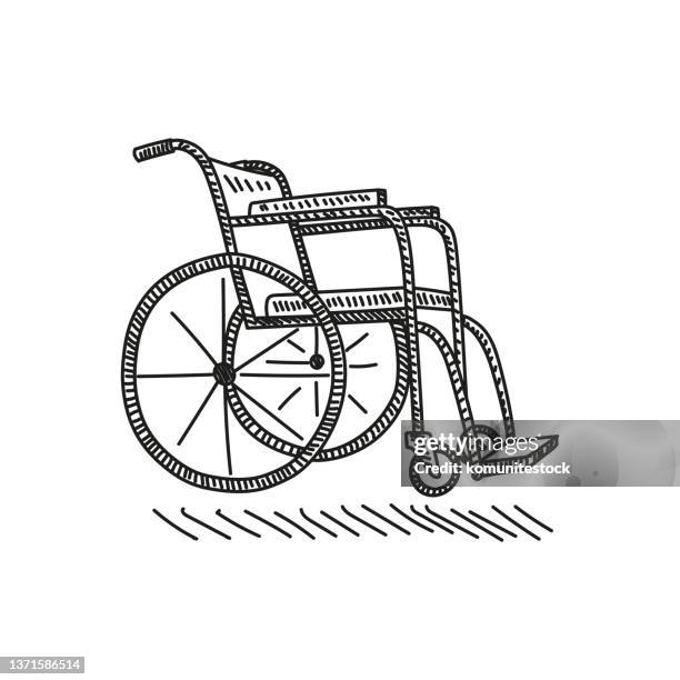 ilustraciones, imágenes clip art, dibujos animados e iconos de stock de icono de boceto dibujado a mano wheelchair, ilustración vectorial - disabled sign