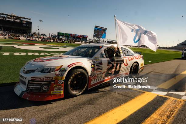Corey Heim, driver of the Venturini Motorsports, wins the ARCA Menards Series Lucas Oil 200 at Daytona International Speedway on February 19, 2022 in...