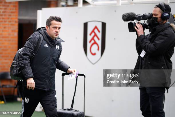Marco Silva Head Coach of Fulham is filmed as he arrives before the Sky Bet Championship match between Fulham and Huddersfield Town at Craven Cottage...
