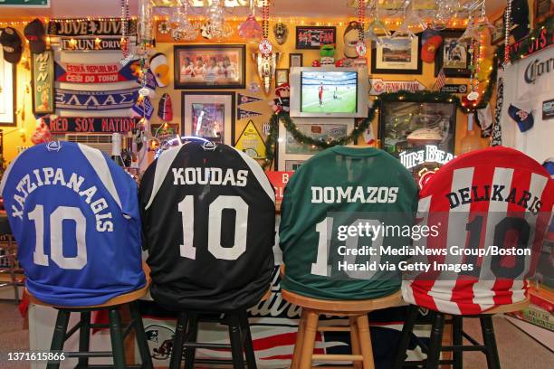 The Keskinidis family watches soccer in thier basement ""man cave"".. Wednesday, June 30, 2010.
