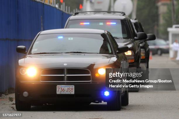 United States Marshal motorcade transporting James ""Whitey"" Bulger and girlfriend Catherine Greig arrives under heavy security at the John Joseph...