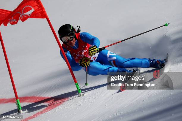 Federica Brignone of Team Italy skis during the Mixed Team Parallel 1/4 final on day 16 of the Beijing 2022 Winter Olympic Games at National Alpine...