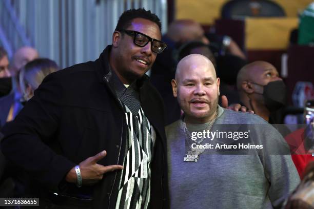 Paul Pierce and Fat Joe are seen during the Taco Bell Skills Challenge as part of the 2022 All-Star Weekend at Rocket Mortgage Fieldhouse on February...