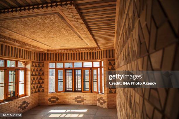 View of the interior panelling at a house on the outskirts Srinagar in Jammu and Kashmir, India on December 29, 2021.